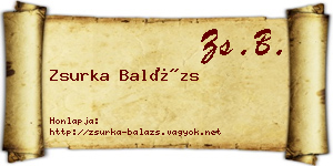 Zsurka Balázs névjegykártya
